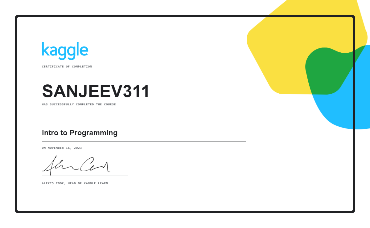 Kaggle Certificate